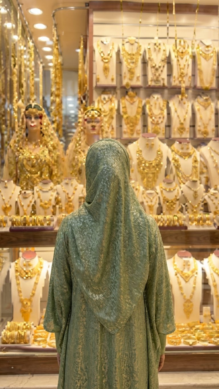 Olivgrünes 4-teiliges Abaya aus Seidensatin mit offener Vorderseite und Kleid, Kimono + Gürtel + Hijab, Schleier für Damen, arabische Frauen