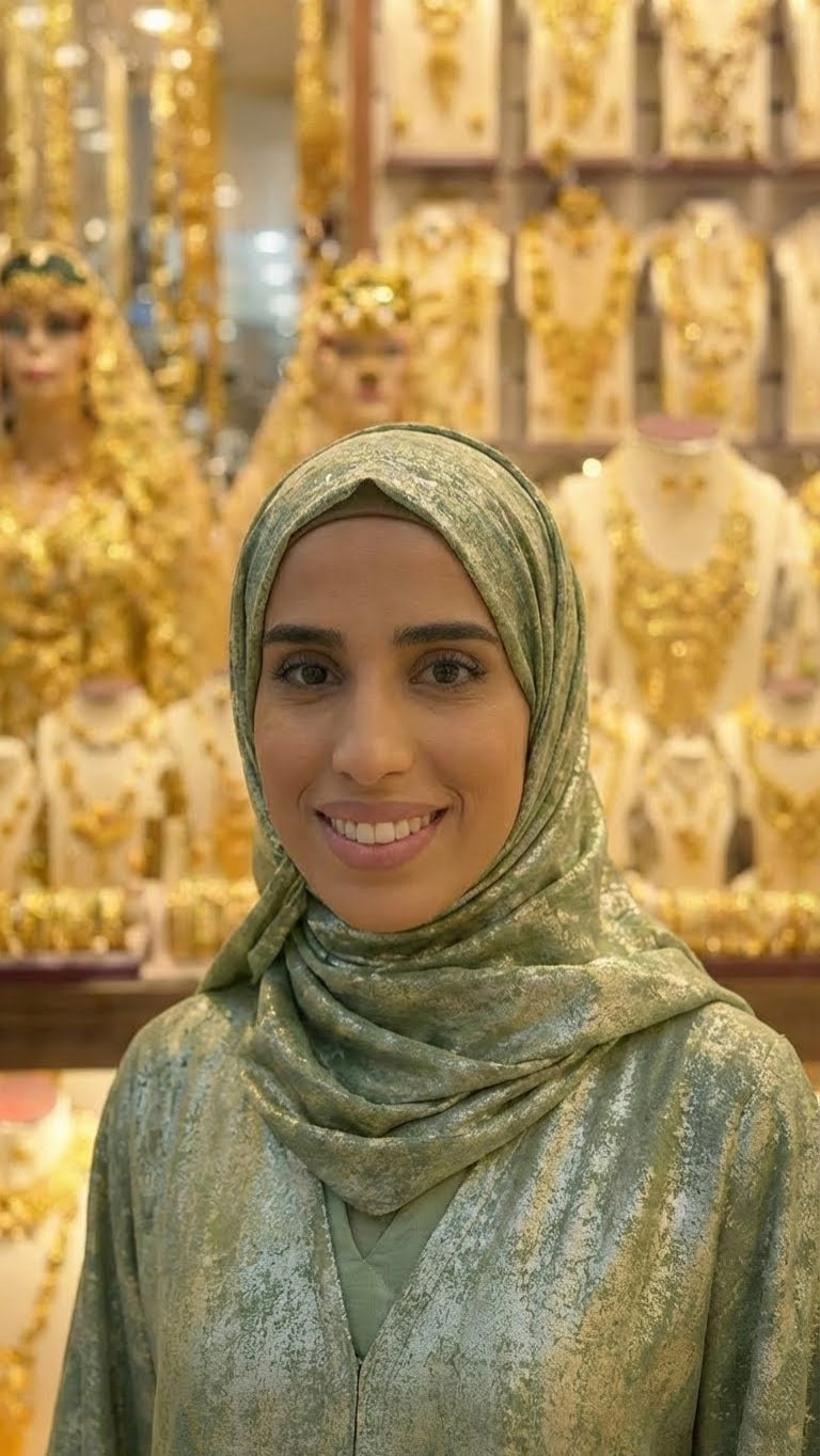 GREEN SATIN FOIL PRINTED ABAYA & HIJAB SET DUBAI