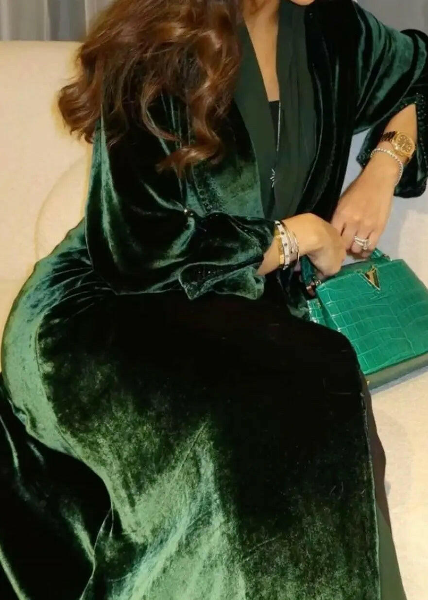 GREEN VELVET ABAYA ONLINE