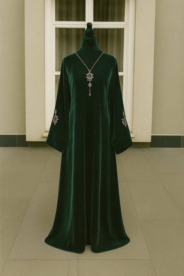 GREEN VELVET ABAYA & HIJAB SET ABAYA ONLINE