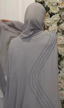 Elegant Grey Embellished Abaya with Matching Hijab– Crystal Detailing ABAYA ONLINE