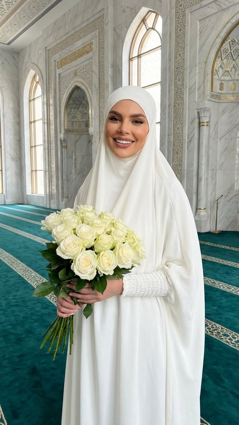 Eleganter einteiliger Jilbab aus luxuriösem Stoff mit gesmokten Ärmeln und integriertem Mundstück. Hergestellt in Dubai für den täglichen Gebrauch.