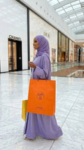 PASTEL PURPLE SILK ABAYA & HIJAB SET