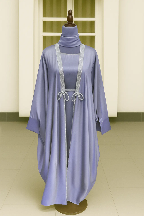 PASTEL PURPLE SILK ABAYA & HIJAB SET ABAYA ONLINE