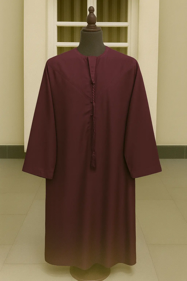 DARK RED THOBE EMIRATI KANDURA ABAYA ONLINE