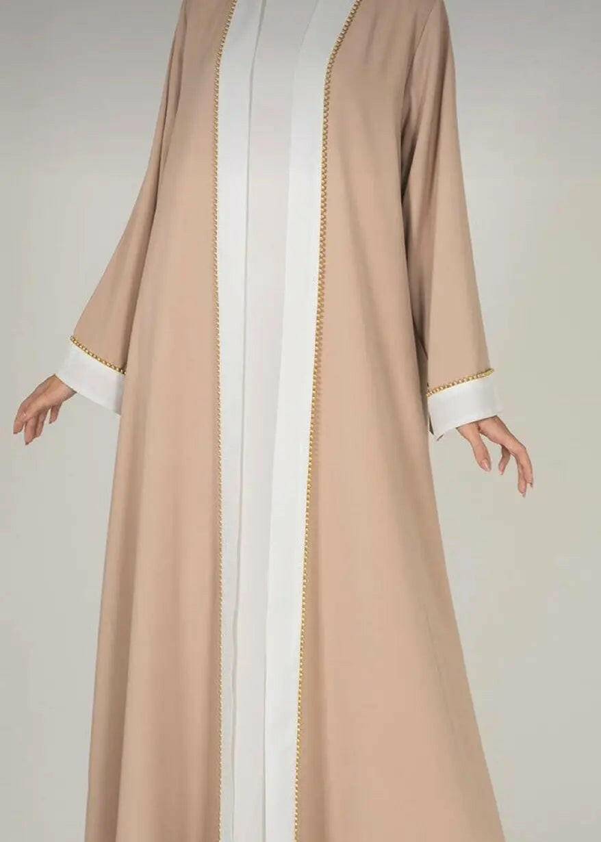 Elegant  Baby pink abaya dress 3 piece open front for daily life