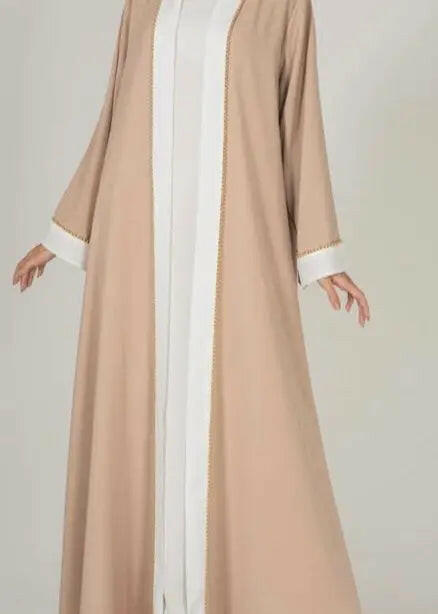 Elegant  Baby pink abaya dress 3 piece open front for daily life
