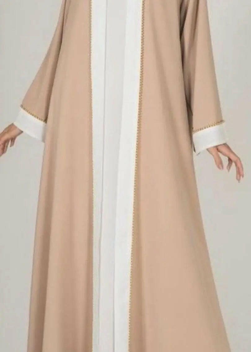 Elegant  Baby pink abaya dress 3 piece open front for daily life
