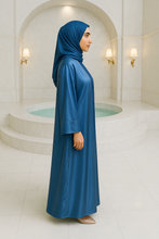 NAVY BLUE SILK ABAYA & HIJAB SET