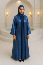 NAVY BLUE SILK ABAYA & HIJAB SET