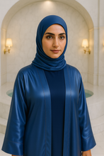 NAVY BLUE SILK ABAYA & HIJAB SET