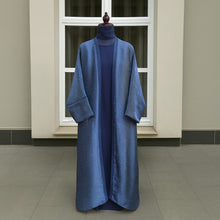 NAVY BLUE SILK ABAYA & HIJAB SET