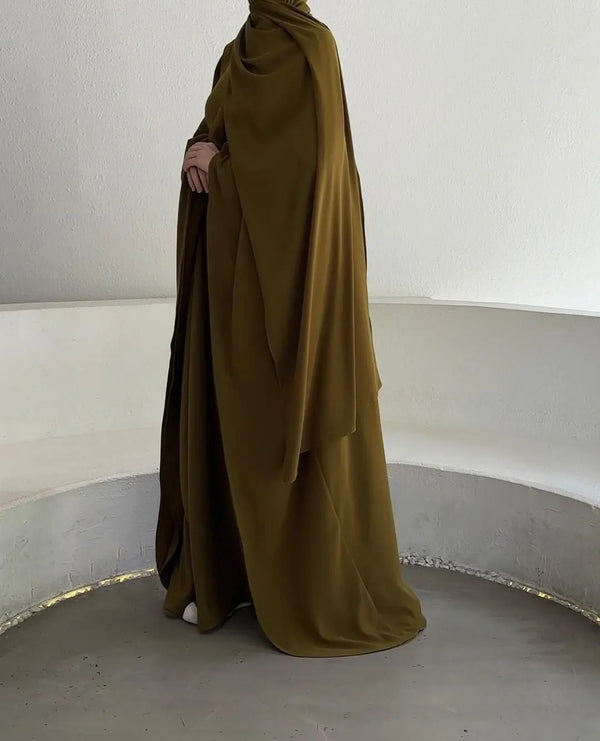 Olive Abaya With Hijab – Subtle Sophistication .The perfect blend of comfort and coverage. ABAYA ONLINE