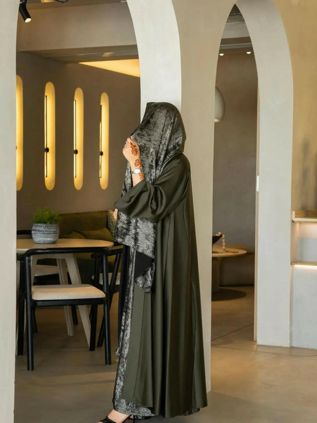 OLIVE CREPE ABAYA ONLINE