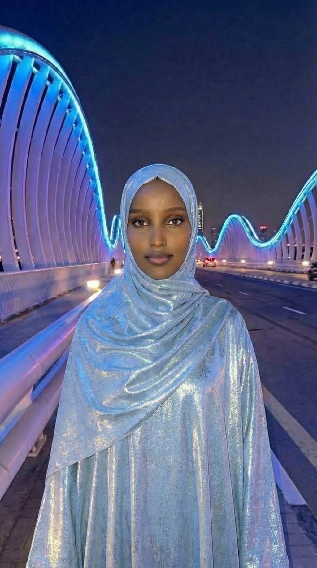 PASTEL BLUE FOIL BUTTERFLY ABAYA & HIJAB SET DUBAI