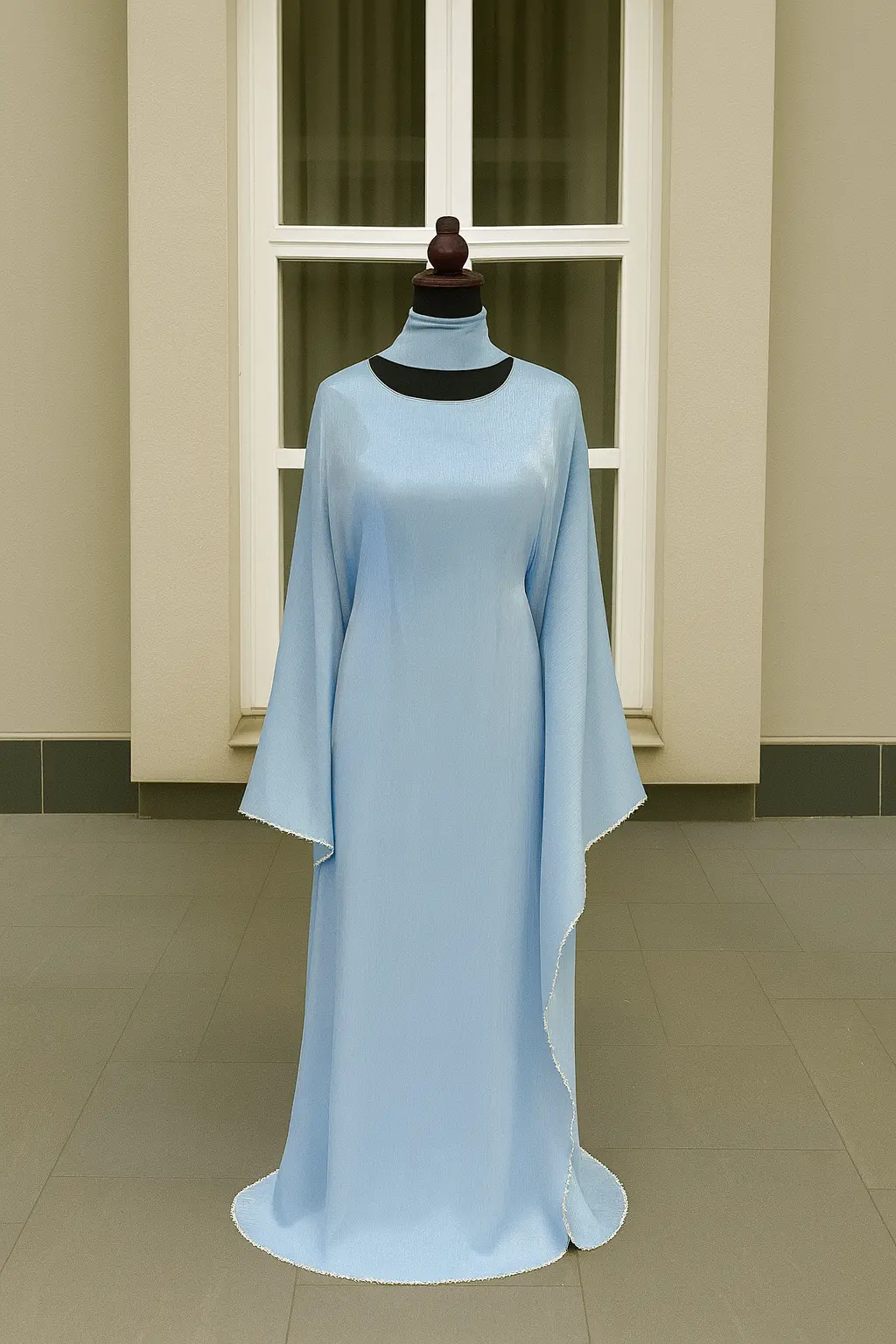 PASTEL SILK BLUE ABAYA & HIJAB SET - ABAYA ONLINE
