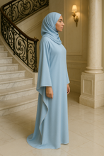 PASTEL SILK BLUE ABAYA & HIJAB SET