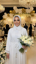 PURE PEARL WHITE BRIDAL ABAYA & HIJAB SET