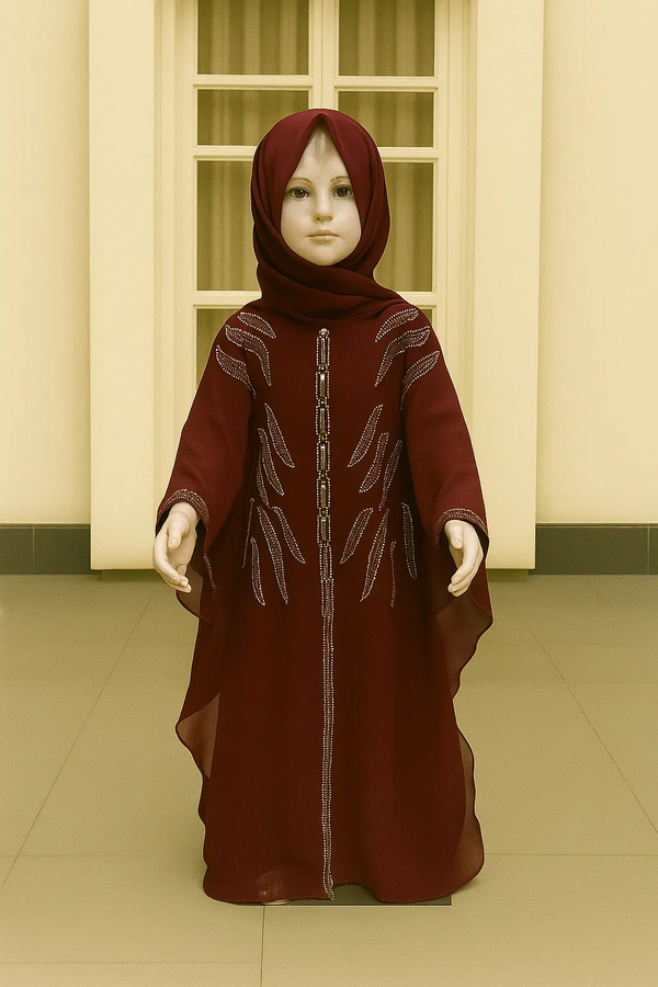 DARK RED KIDS ABAYA & HIJAB SET ABAYA ONLINE