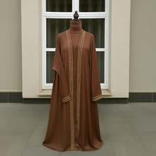 ROYAL BROWN & GOLD ABAYA & HIJAB SET DUBAI - ABAYA ONLINE