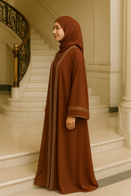 ROYAL BROWN & GOLD ABAYA & HIJAB SET DUBAI