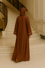 ROYAL BROWN & GOLD ABAYA & HIJAB SET DUBAI