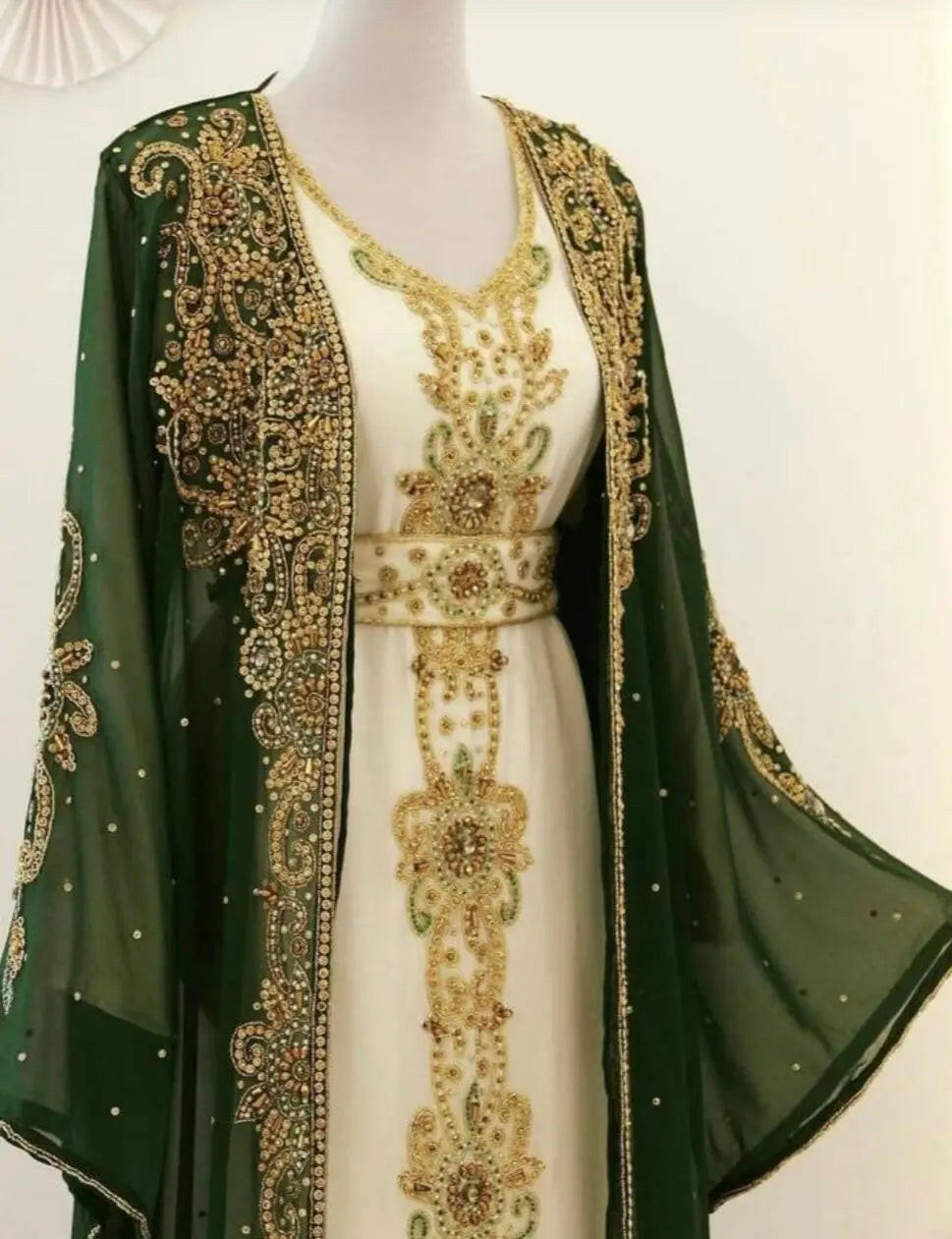 ZARI GREEN ABAYA ONLINE