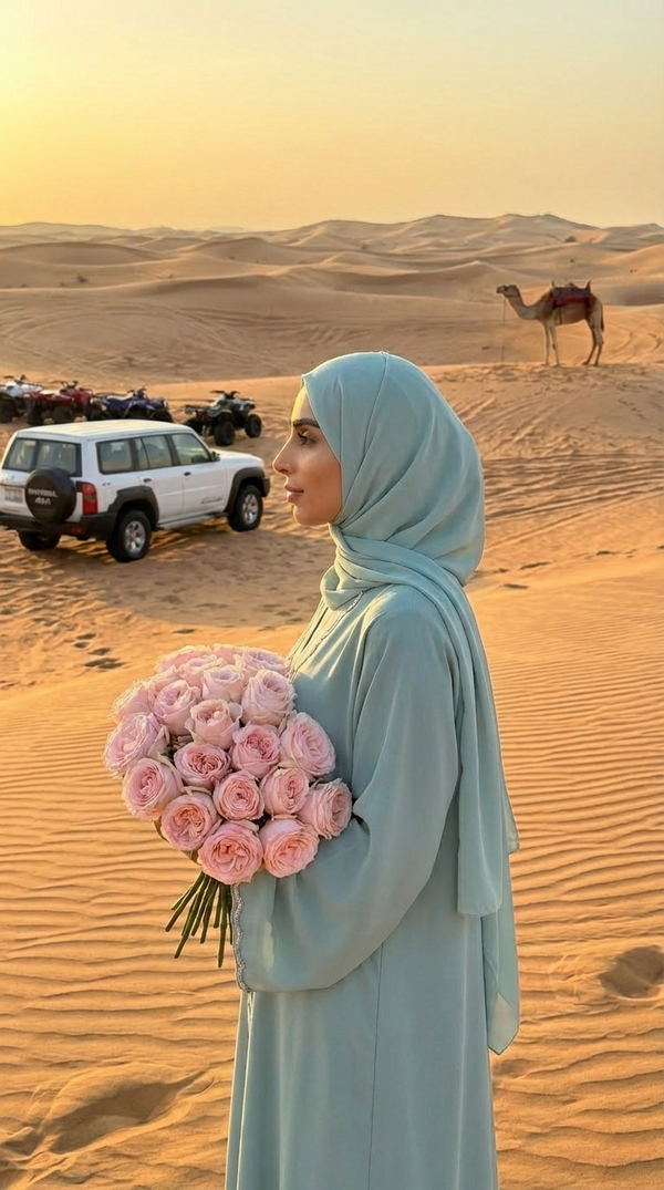 SKY BLUE EMBROIDERED ABAYA & HIJAB SET