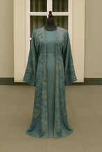 TEAL GREEN & GOLD ABAYA & HIJAB SET DUBAI - ABAYA ONLINE
