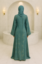 TEAL GREEN & GOLD ABAYA & HIJAB SET DUBAI
