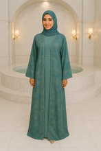 TEAL GREEN & GOLD ABAYA & HIJAB SET DUBAI