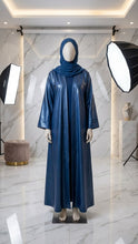 NAVY BLUE SILK ABAYA & HIJAB SET