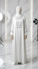 WHITE DIAMOND SILK BRIDAL ABAYA HIJAB SET