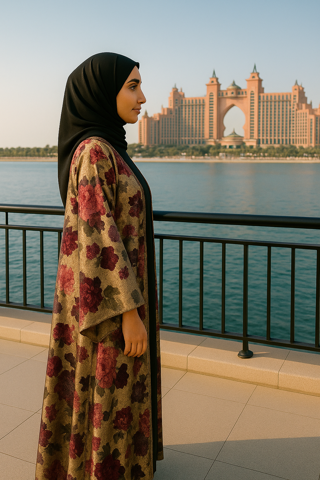 VELVET FLOWERS ABAYA & HIJAB SET