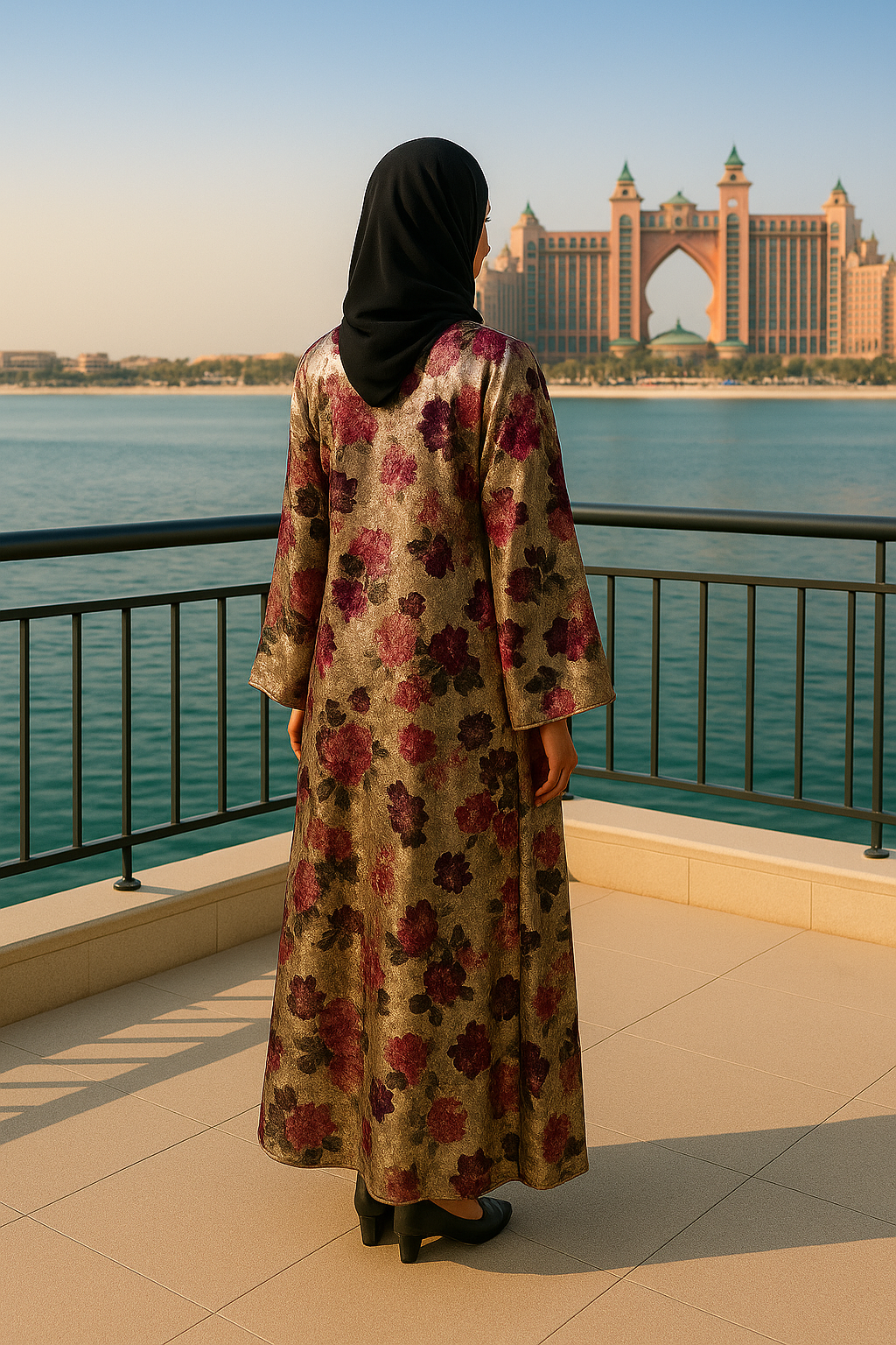 VELVET FLOWERS ABAYA & HIJAB SET