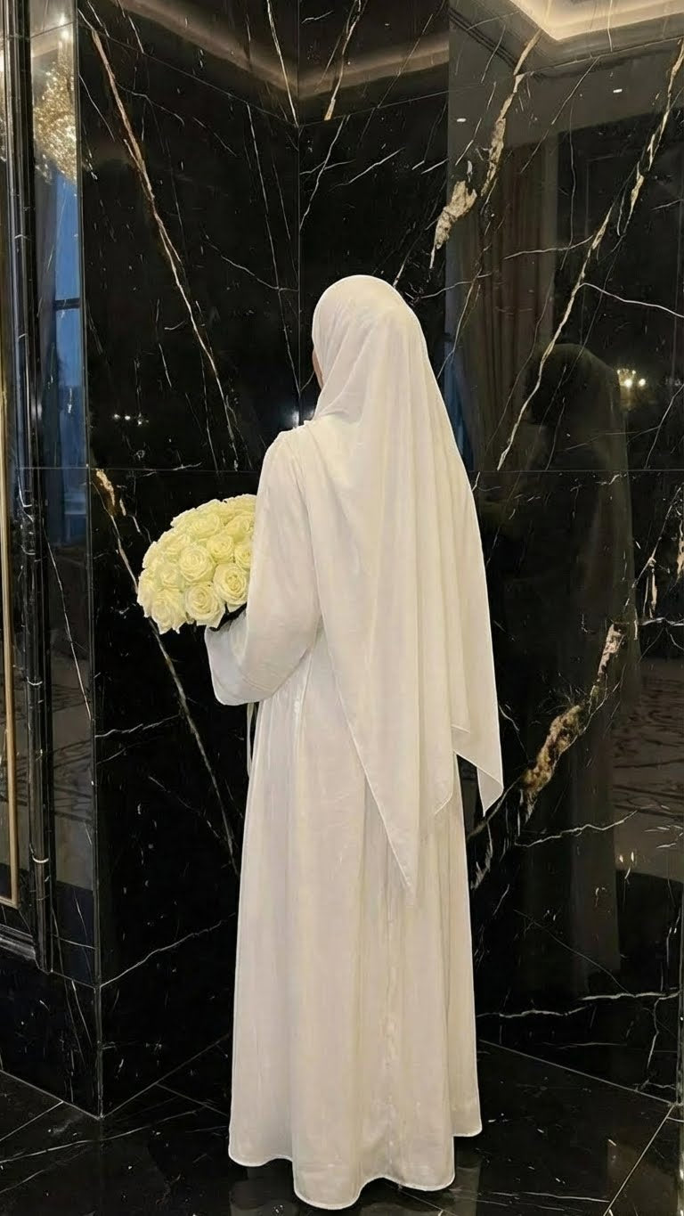 WHITE BRIDAL ABAYA & HIJAB SET