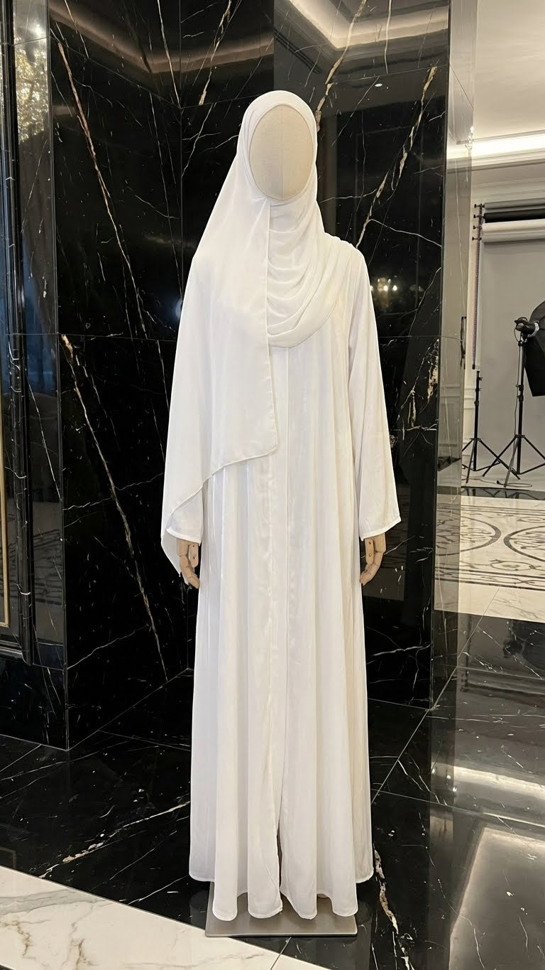 WHITE BRIDAL ABAYA & HIJAB SET