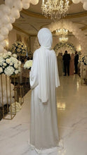 WHITE DIAMOND SILK BRIDAL ABAYA HIJAB SET