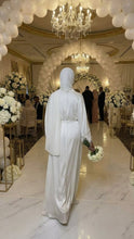WHITE DIAMOND SILK BRIDAL ABAYA HIJAB SET