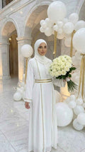 WHITE DUBAI ISLAMIC BRIDAL DRESS & HIJAB