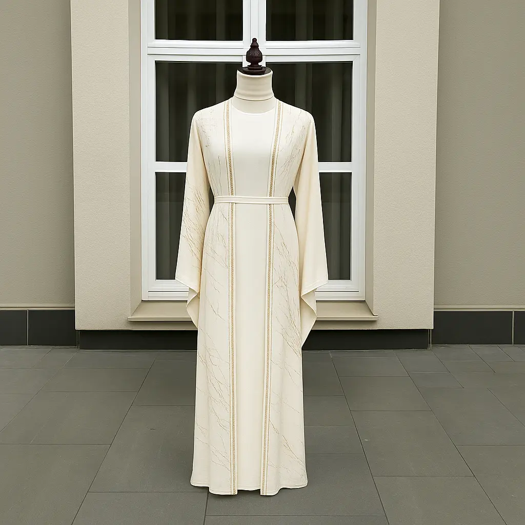 WHITE GOLD MARBLE ABAYA & HIJAB SET - ABAYA ONLINE