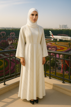 WHITE GOLD MARBLE ABAYA & HIJAB SET