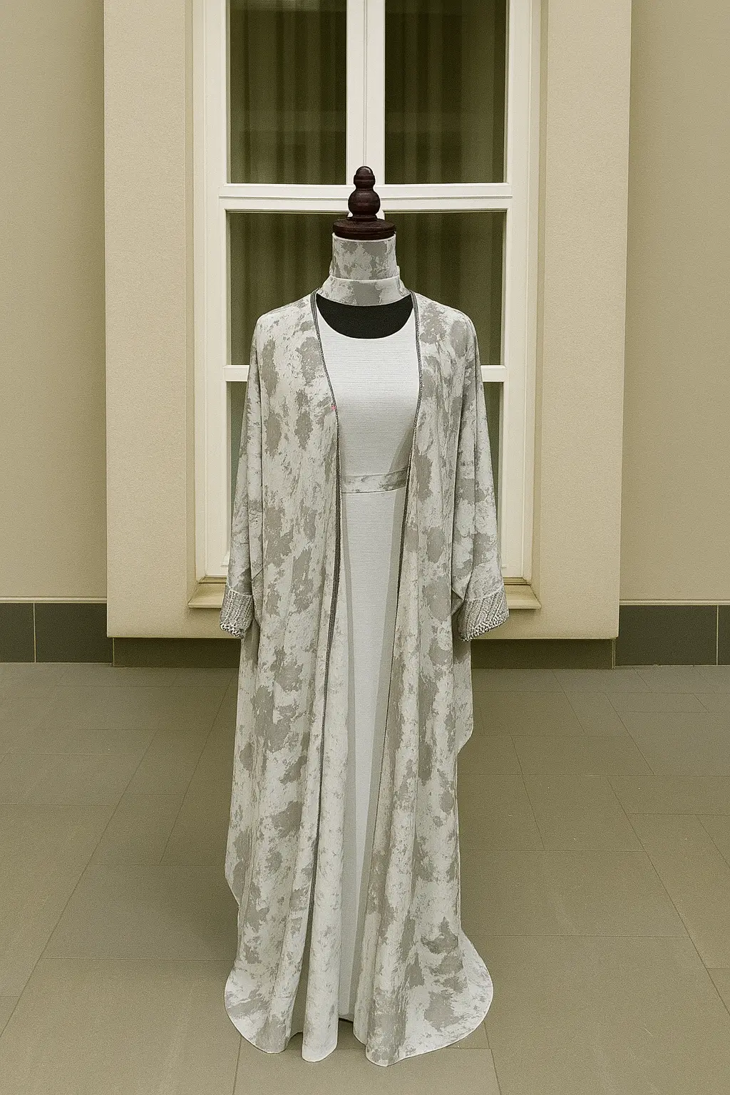 WHITE MARBLE ABAYA & HIJAB SET - ABAYA ONLINE