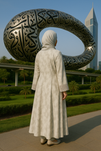 WHITE MARBLE ABAYA & HIJAB SET