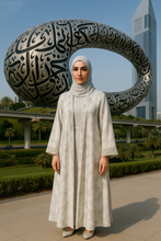 WHITE MARBLE ABAYA & HIJAB SET