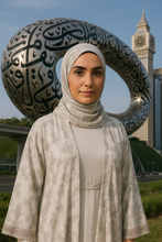 WHITE MARBLE ABAYA & HIJAB SET