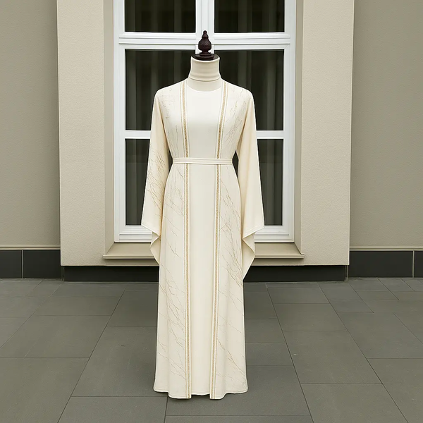 WHITE GOLD MARBLE ABAYA & HIJAB SET ABAYA ONLINE
