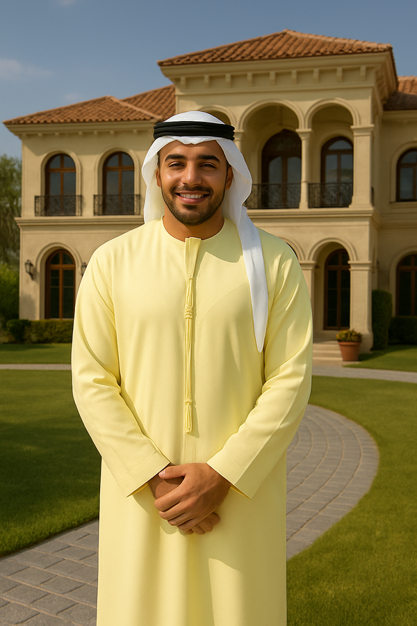 YELLOW THOBE EMIRATI KANDURA