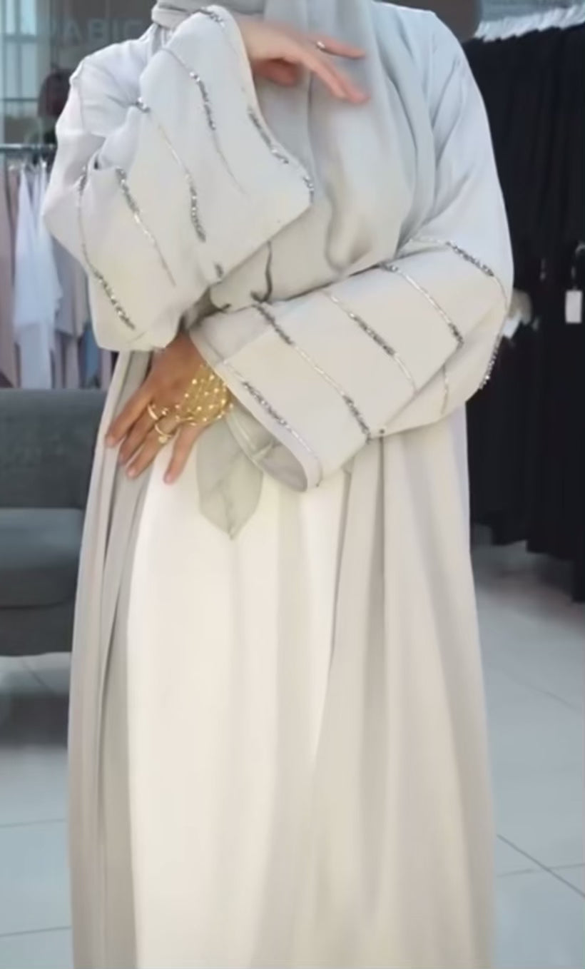 White Glittery Abaya for Special Occasions | Elegant Modest Fashion- Abaya-online.com