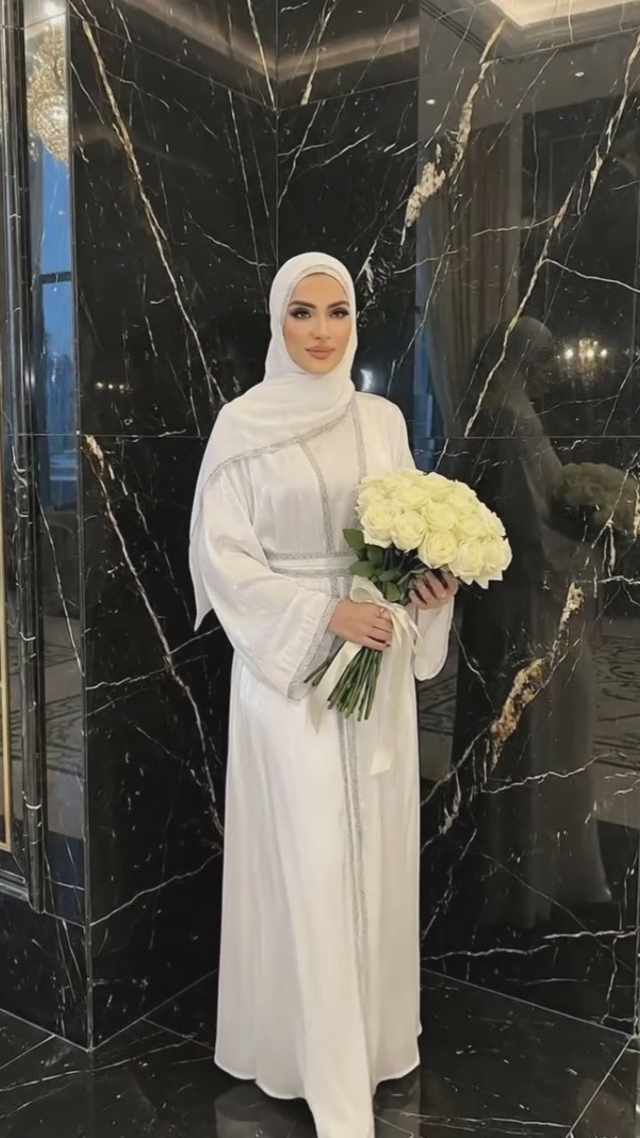 ENDLESS NOOR WHITE BRIDAL ABAYA HIJAB SET